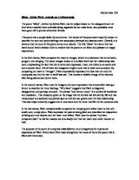 The Poem Jilted Written By Sylvia Plath Has Its Subject Based On The Disappointment Of Love Which Resulted From A Female Being Neglected By Her Male Lover A Level English Marked