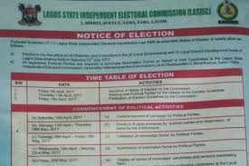 This online news platform understands that the lagos lga elections 2021 is taking place across the 20 local government areas and 37 local development areas of the state. Finally Local Government Election Timetable Out July 22 2017 Is The Date Lasiec Festaconline Festac Town News Festac Jobs Amuwo Odofin Updates