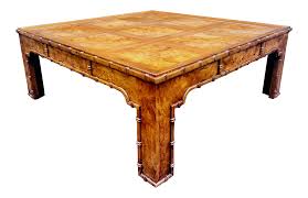 Vintage Burl Wood Square Faux Bamboo Coffee Table By Heritage On Chairish Com Coffee Table Bamboo Coffee Table Table