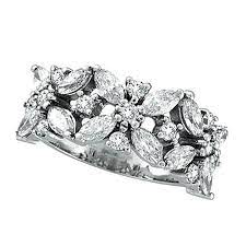 Diamond and daisy cut hartung book eight: 18k White Gold Marquise 2 0ct Diamond Floral Design Ring Band Si1 Si2 G H