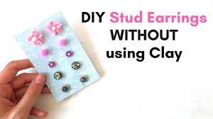 Diy stud holder travel friendly studs organiser easy tutorial for studs with old water bottle caps travel earrings studs organiser. Diy Stud Earrings Without Clay 5 Easy Studs Earring Ideas Make Stud Earrings By Fluffy Hedgehog Youtube