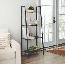 I found this amazing, dingy old ladder in metal braces are used to support cross bars that support the shelves. Mainstays 58 4 Shelf Metal Ladder Bookcase Walmart Com Walmart Com