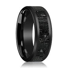Black Gray Lava Rock Stone Inlay Ceramic Wedding Band Etsy In 2021 Black Wedding Rings Black Ceramic Ring Ceramic Wedding Bands