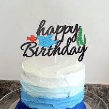 Prepare for stacked construction and fondant covering. Double Sided Black Glitter Happy Birthday Cake Topper For Shark Theme Birthday Party Decorations Baby Shower Party Supplies Ocean Birthday Cake Decor For Kids Cake Toppers Toys Games Theoneinflatbush Co Nz
