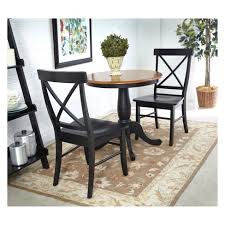 Overstock.com has been visited by 1m+ users in the past month Set Of 3 30 Round Dining Table With 2 Back Chairs Black Red International Concepts Target
