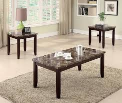Marrying modern and glamorous elements, this two tier coffee table sets a sleek and chic foundation in your living room layout. Faux Marble Coffee Table Set Yvonne S Furniture