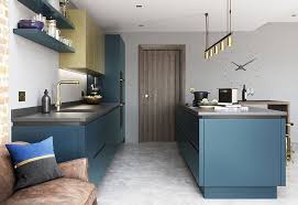 Zola Matte Ferro Kitchen In Dark Blue And Brass Kitchen Collection Kitchen Home Decor