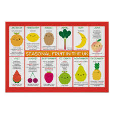 seasonal food chart posters prints zazzle uk