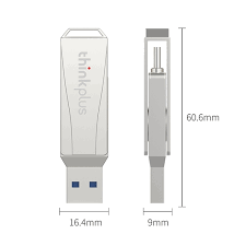 Lenovo Thinkplus MU252 USB 3.1 + USB-C / Type-C Flash Drive, Memory:128GB  (Silver)