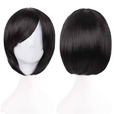 Black And Green Bob Wig Amazon Com Short Black Bob Wig With Bangs For Women Straight Cosplay Wig 12 Inch Natural Looking As Real Hair Bu029bk B In 2020 Wigs With Bangs Bob Wigs Cosplay Wigs