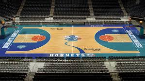 All the design and production elements, from the logos to the court to the uniforms, combine to it was vital that the identity pay respect to the heritage of the original hornets brand while bringing the. Hornets Using Teal Purple Fade Inside Arc On Throwback Court Photo Probasketballtalk Nbc Sports