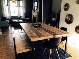 Industrial Mill Style Large Reclaimed Wood Dining Table Benches Wohnung
