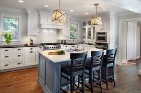 They might seem simple but this is a fact there are no other colored cupboards that could look. Blue Kitchen Island Transitional Kitchen Gilday Renovations