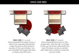 Rugs can be selected on many bases like for which area of your house you are going to buy it, either it's your bedroom, living room, or a kitchen. What Size Rug For A King Bed Chart Layout Designs Homely Rugs