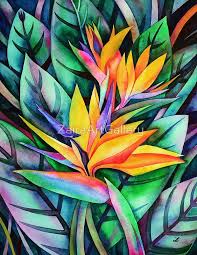 Abstract Bird Of Paradise Painting Bird Of Paradise Art Print By Zaira Dzhaubaeva Paradise Painting Flower Drawing Hawaiian Art