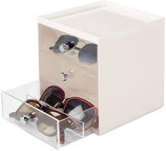 Glass items are consistently in use in laboratories; Mdesign Glasses Display Case Eyeglasses Storage Box With 3 Divided Drawers Spectacle Storage With Space For Up To 9 Pairs Cream Clear Amazon Co Uk Kitchen Home