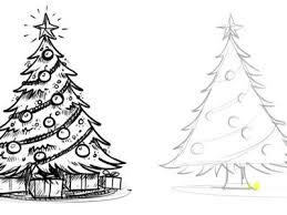 Christmas Tree Easy Mixed Media Canvas Christmas Tree Drawing Christmas Tree Drawing Easy Realistic Christmas Trees