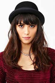 Black Autumn Winter Women Men Fold Brim Billycock Round Crown Bowler Derby Hat Models Hair Hat Hairstyles Curly Hair Styles