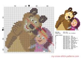 Pdf cross stitch pattern to be emailed within 24 (usually less!) business hours. Small Masha And The Bear Cross Stitch Pattern For Baby Bibs Size 44 X 41 Stitches Free Cross Stitch Patterns Simple Unique Alphabets Baby