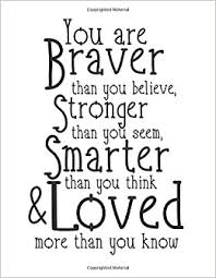 Promise me you'll always remember: You Are Braver Than You Believe Stronger Then You Seem Smarter Than You Think Loved More Than You Know Strength Quote Journal 110 Unlined For Life Business Office Student Teacher