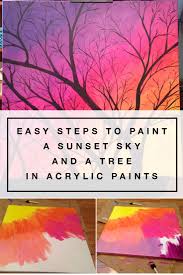 Allow the background to dry. Easy Steps To Paint A Sunset Sky And A Tree In Acrylic Paints