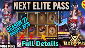 Free fire often gives players many chances to get rewards with elite pass. Free Fire Upcoming New Elite Pass Season 27 In August Full Details