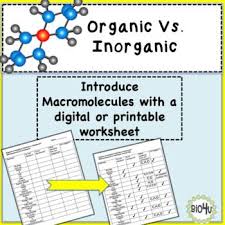 Here S A Quick Worksheet Review For Organic Vs Inorganic Compounds It Is Suitable For Any In 2020 High School Biology Class High School Biology Biological Chemistry
