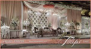 Pink White Pakistani Wedding Stage Setup Ideas By Tulips Events Wedding Stage Decorations Pakistani Wedding Stage Stage Decorations