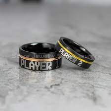 Gamer Rings Couple Ring Set Player 1 Player 2 Rings Black Gamer Wedding Rings Black Tungsten Gamer Wedding Bands Black Tungsten Rings Black Wedding Bands Black Tungsten Rings Black Wedding Band
