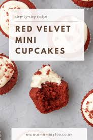Mini Red Velvet Cupcakes With Cream Cheese Frosting Recipe In 2020 Delicious Cream Cupcakes With Cream Cheese Frosting Red Velvet Cupcakes