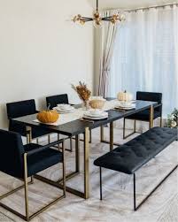 Black And Gold Dining Room Table In 2020 Modern Dining Room Tables Minimalist Dining Room Dining Room Design Modern