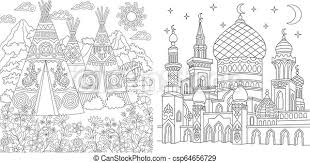 This category has more difficult coloring pages meant for adults. Coloring Pages With Landscapes And Architecture Zentangle Coloring Pages For Adult Colouring Book Native North American Canstock