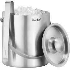 This attractive bucket also has a transparent lid that allows easy view of how much ice is left. Vonshef Ice Bucket Silver 2l Stainless Steel Insulated Lid Tongs Wine Cooler 5060351496919 Ebay