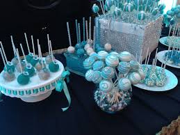 Cake Pop Dessert Table Teal Aqua Blue Silver Tiffany Box Bling Wedding Cake Table Wedding Cakes Blue Blue Cake Pops