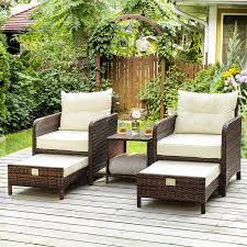 Ottomans offer more than just a footrest: Amazon Com Pamapic 5 Pieces Wicker Patio Furniture Set Outdoor Patio Chairs With Ottomans Garden Outdoor