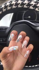 Foil Clear Tips Long Acrylic Nails Clear Acrylic Nails Gel Nails