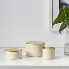 Glittrig Decorative Box Set Of 3 Ivory Gold Ikea Scatole Decorate Ikea Decorazioni