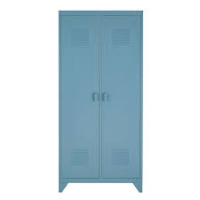 Garderobekast Van Blauwgrijs Metaal Met 2 Deuren Maisons Du Monde Blau Grau Kleiderschrank Schrank