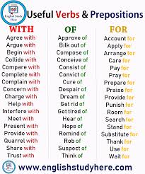 Useful Verbs And Prepositions With Of For Learn English Grammar English Prepositions Learn English Vocabulary