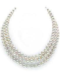 78mm Triple Strand White Freshwater Cultured Pearl Necklace Aaa Quality 1719 Len Classic Pearl Necklace White Freshwater Pearl Necklace Pearl Necklace Designs
