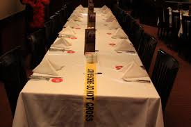 Here's a very detailed murder mystery game that includes a scripted show, as well as an improved show, that's set around your dinner party. Survivor Mystery Dinner Do It Yourself Teambonding