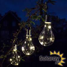 Pack Of 3 Solar Powered Decorative Hanging Bulb Garden Lights By Solaray 10 99 Solar Bulb Hanging Solar Lights Unique Garden Decor
