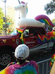 One homeowner caught the crook on security cameras as they stepped over the other decorations and unplugged an inflatable mickey. Rainbow Inflatable Pride Unicorn Pride Parade Pride Parade Ideas Pride