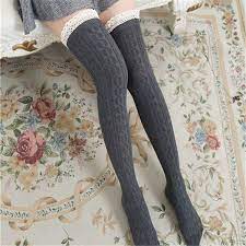Made of high quality fabric these knit socks are super cozy and fashion. Shaman Lace Trim Cable Knit Over The Knee Socks Yesstyle