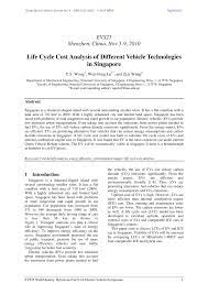 Pdf Life Cycle Cost Analysis Of Different Vehicle Technologies In Singapore