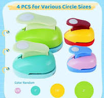 Circle Punch Set, 4PCS Paper Hole Punches 5/8", 1", 1.5", 2", Scrapbooking  Spring-Action Lever Paper Punch Shapes for Paper Craft Card Making DIY Arts
