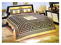 Versace Bedding Set Satin Medusa Duvet Set Black Gold Luxury Bedroom Sets Versace Bedding Gold Bed
