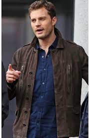Fifty Shades Darker Christian Grey Leather Jacket Fiftyshades Fiftyshadesdarker Moviejacket Grey Leather Jacket Dark Brown Leather Jacket Jamie Dornan