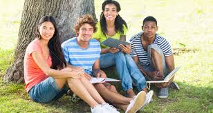 Portrait Of Happy University Students Studying Together On College Student Studying University Student Student