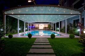 Outdoor Swimming Pool Roof Sun Protection Ideas Modern Patio Decor Outdoor Lighting Pool Shade Pergola Carport Designs